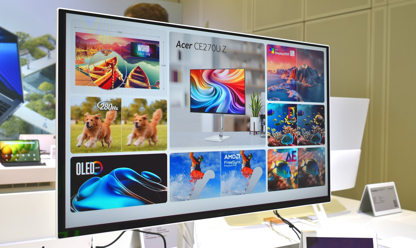 Computerscherm met een collage van hoge resolutie afbeeldingen.